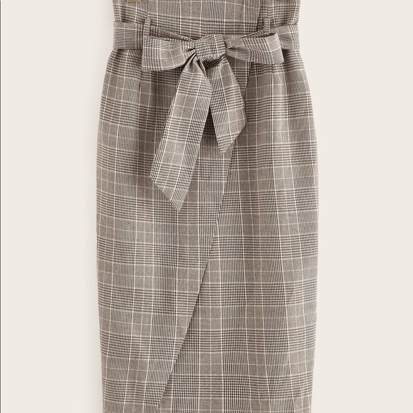 GRAY plaid midi length skirt bow NEW NEVER WORN❤️ - Picture 4 of 4